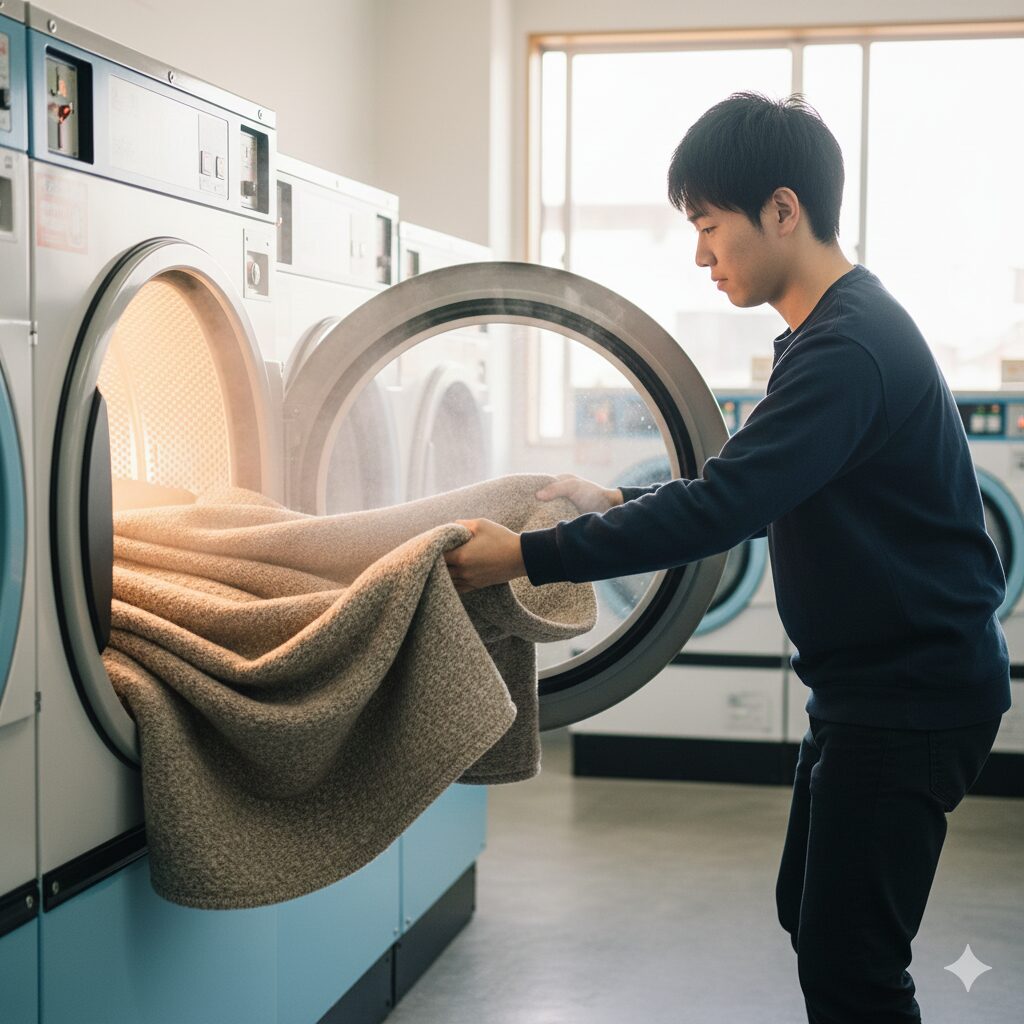 大型洗濯物乾燥のコツとほぐし作業