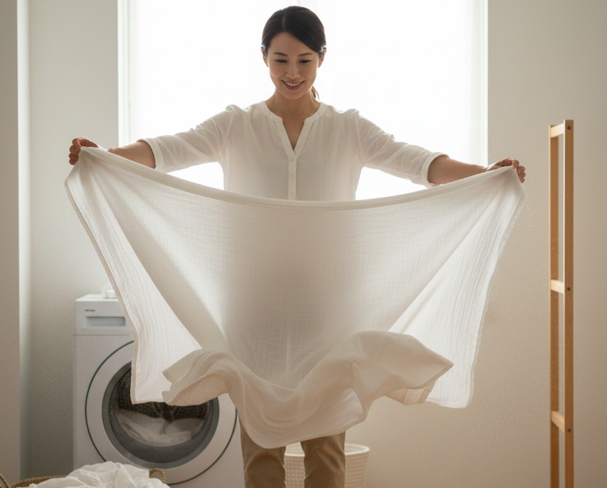 ガーゼケットがシワシワになるのを防ぐ技