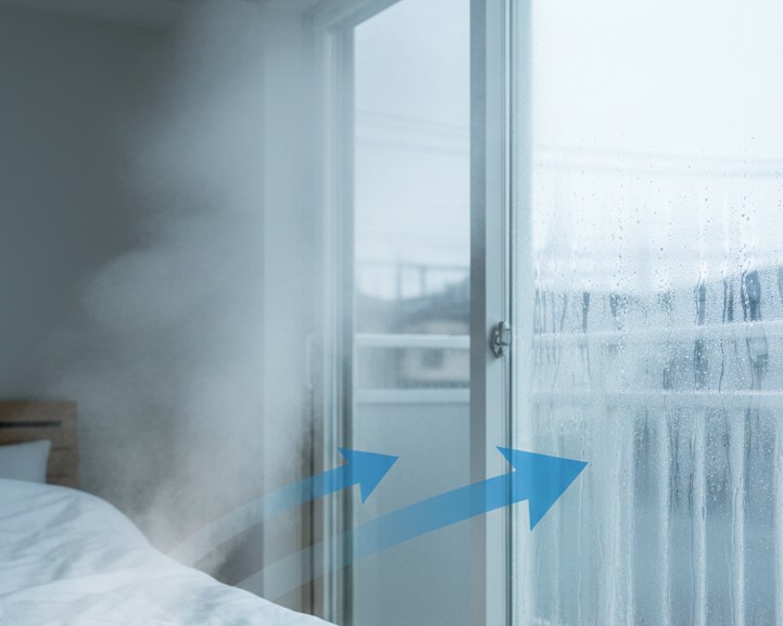 窓の結露は排出された湿気が原因